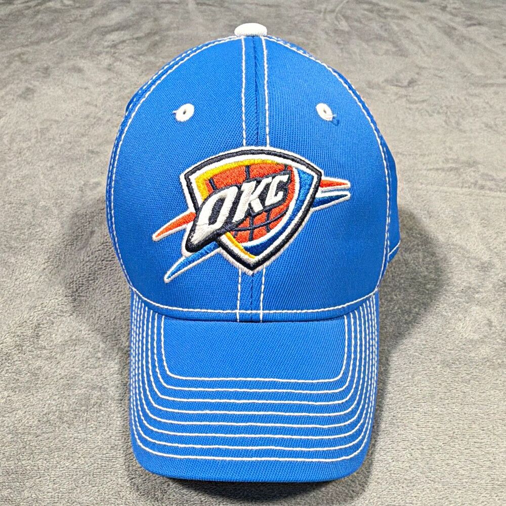 adidas Oklahoma City Thunder OKC NBA Flex Fit Cap Hat Blue L/XL